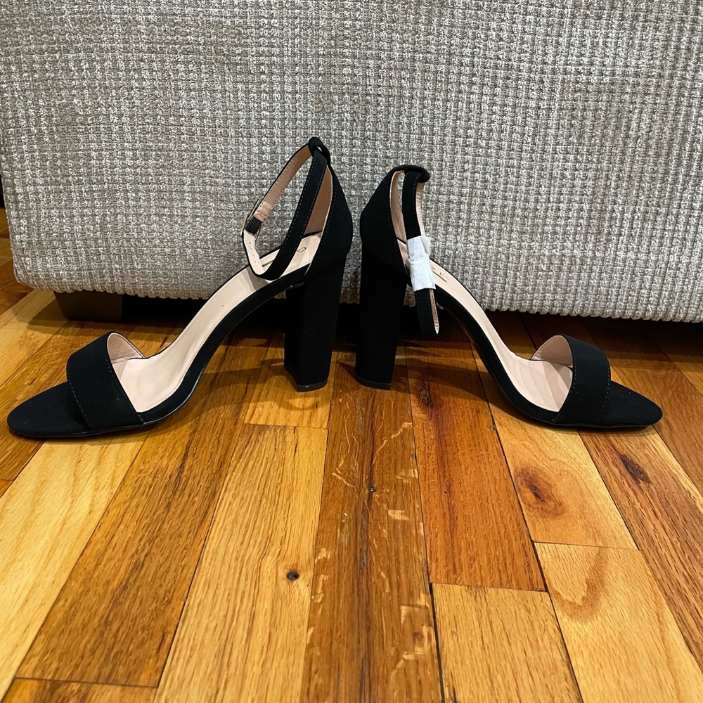 Glaze - Lily-1 Black Nubuck Strappy Heels - Size 9